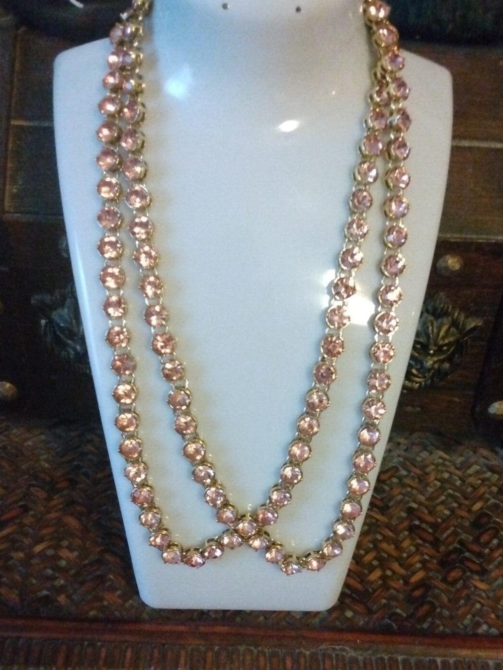 J Crew  Pink Crystal Station Long Necklace - Women Jewelry